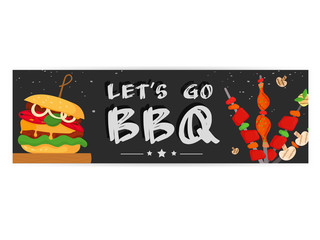 Barbecue party, menu, invitation design. BBQ