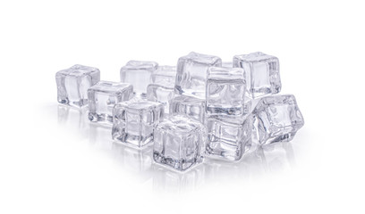 ice cubes on white background.