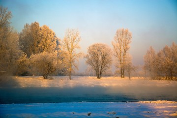 winter nature of Kuzbass, Russia.