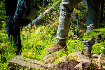 Obraz premium hiking boots in the mountains