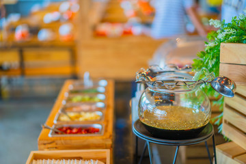 shabu shabu sauce garnish with Chilli Garlic