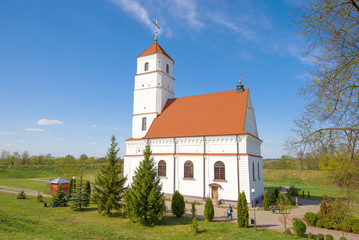 Fototapeta premium View of the Transfiguration Cathedral on a sunny May day. Zaslavl, Belarus