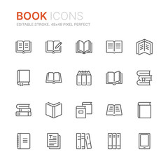 Collection of books line icons. 48x48 Pixel Perfect. Editable stroke