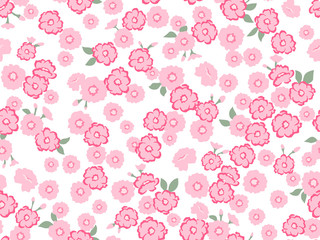 Japanese Cute Pink Blossom Seamless Pattern