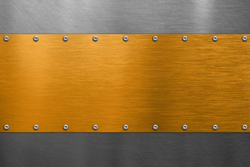 Brushed plate on steel background