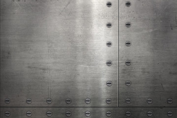 Polished stainless steel plate with screws