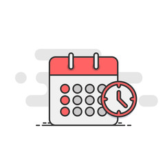 Calendar icon with clock. Schedule, appointment, important date concept. Vector illustration in flat style.