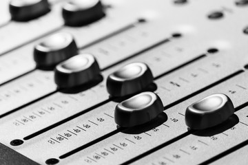 audio mixing console fader, close up