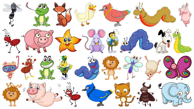 Set of simple animal character