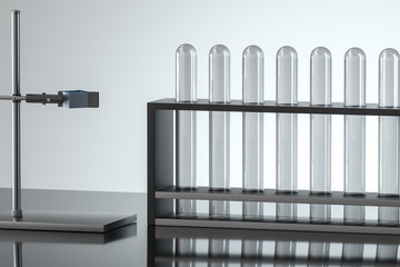 Chemical test tube in the lab, 3d rendering.