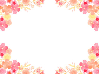 夏の花のフレーム、水彩風