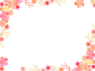 夏の花のフレーム、水彩風