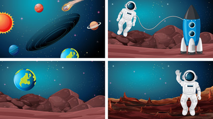 Set of astronaut in the space © GraphicsRF