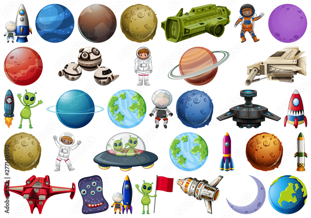 Wall mural set of space element