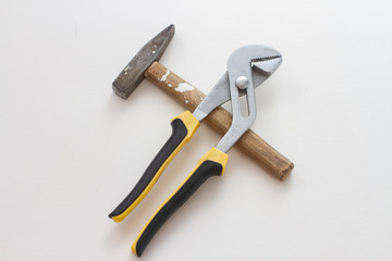 hammer and nail isolated on white background