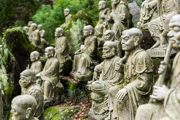 groups of buddhist arhat stone statue