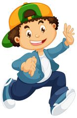 Happy boy character on white background