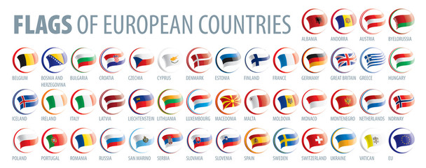 Set of flags of Europe. Vector illustration