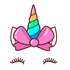 Kawaii cute unicorn horn, funny colorful  cartoon.