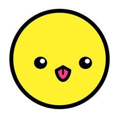 Flat kawaii emoji face. Cute funny cartoon character. Simple line art expressions web icon. Emoticon sticker. Vector graphic illustration.