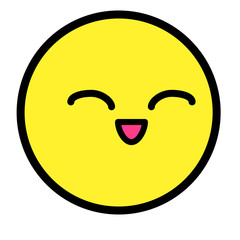 Flat kawaii emoji face. Cute funny cartoon character. Simple line art expressions web icon. Emoticon sticker. Vector graphic illustration.