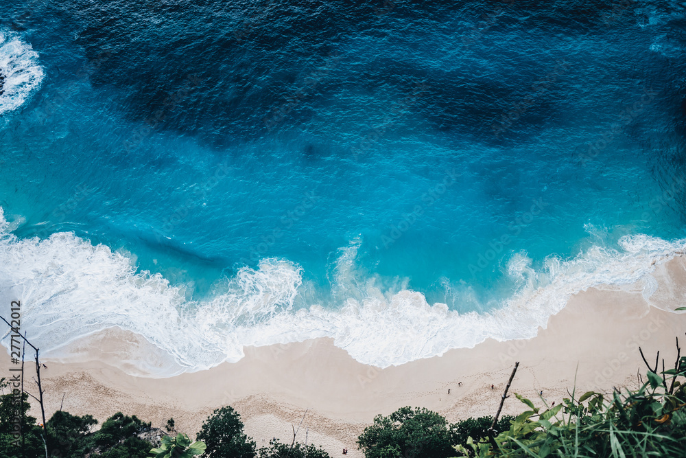 Wall mural wild beach, top view, waves