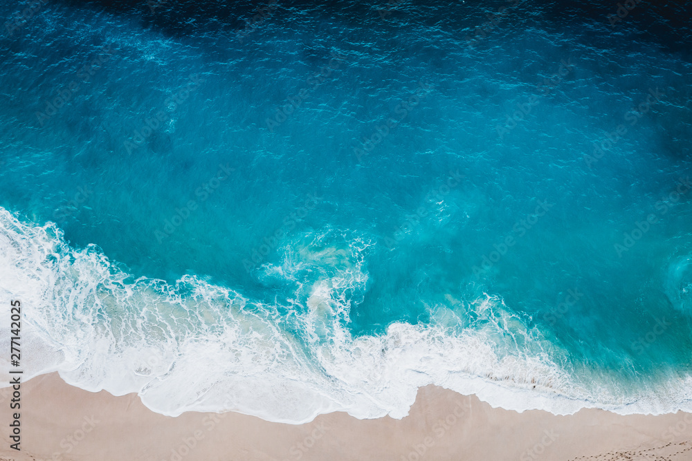 Wall mural wild beach, top view, waves
