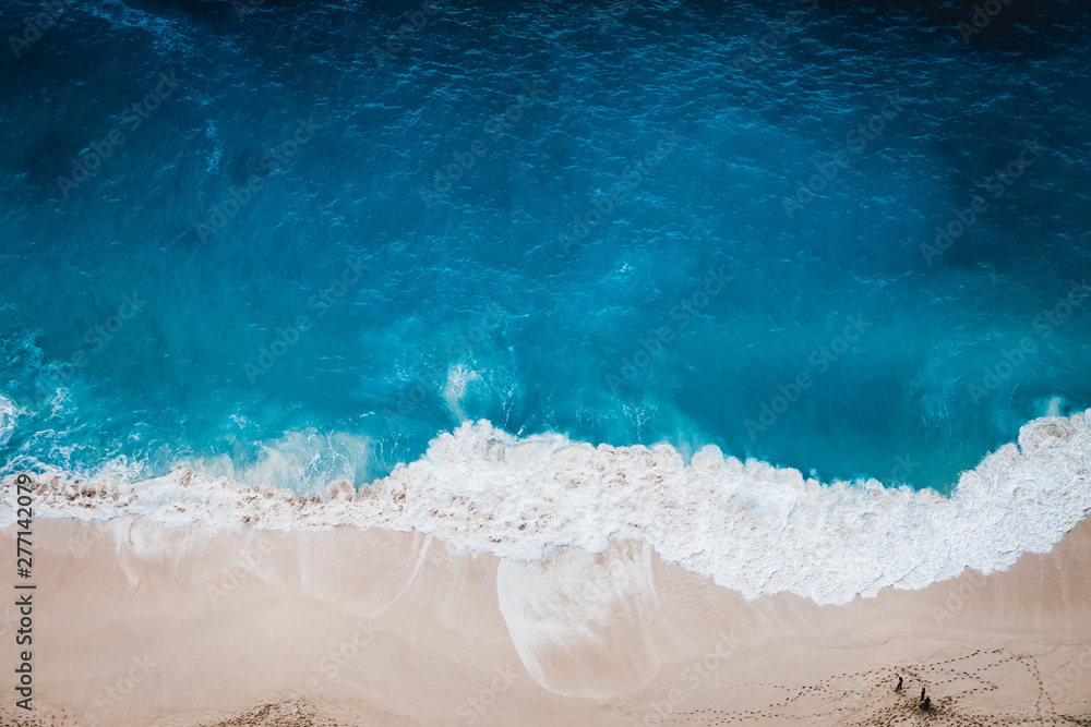 Wall mural wild beach, top view, waves