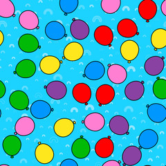 Colorful balloon seamless pattern on white background. Paper print design. Abstract retro vector illustration. Trendy textile, fabric, wrapping. Modern space decoration.