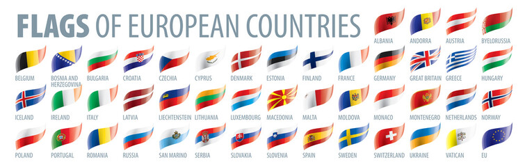 Fototapeta Set of flags of Europe. Vector illustration obraz