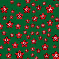 Colorful flower seamless pattern on white background. Paper print design. Abstract retro vector illustration. Trendy textile, fabric, wrapping. Modern space decoration.