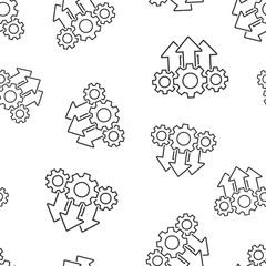 Operation project icon seamless pattern background. Gear process vector illustration on white isolated background. Technology produce business concept.
