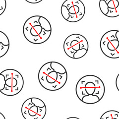 Face scan icon seamless pattern background. Facial id vector illustration on white isolated background. Identification algorithm business concept.