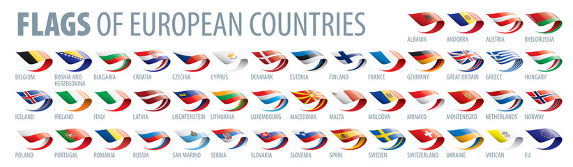 Set of flags of Europe. Vector illustration