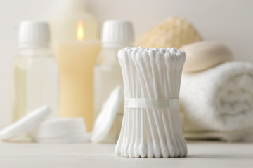 Personal hygiene products. Body care cosmetics. White bottles and vials on a light background. SPA. Relax.