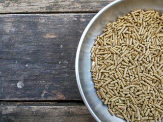 Animal food on wood floor