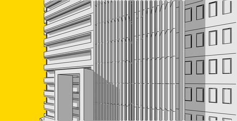 Obraz premium 3D illustration architecture building perspective lines.