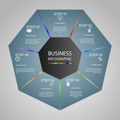 Business InfoGraphics, Geometry, Heptagon Design, Marketing presentation , section banner