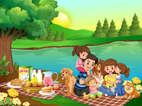 A family picnic in the park