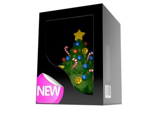 Christmas tree inside merchandise box