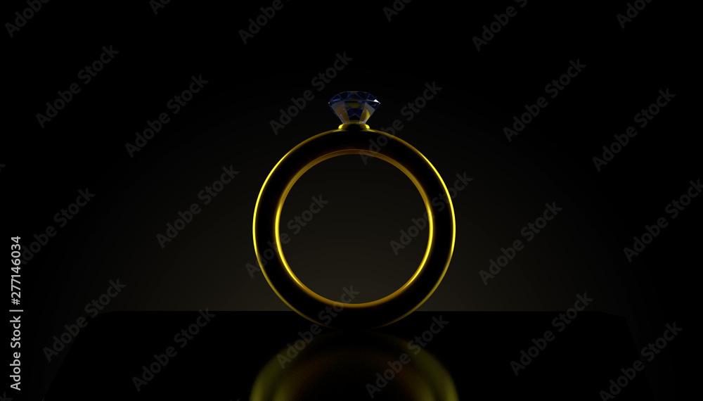 Sticker Engagement ring on black background