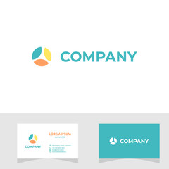 ABSTRACT CIRCLE LOGO WITH BUSINESS CARD DESIGN TEMPLATE