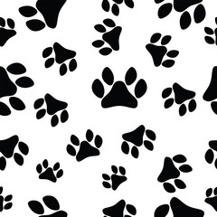 Fototapeta na wymiar Paw print seamless pattern background icon.