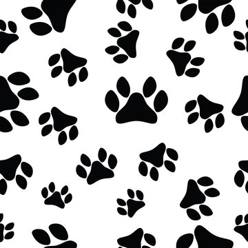Paw print seamless pattern background icon.