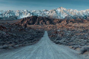 Alabama hills California during the sunrise.