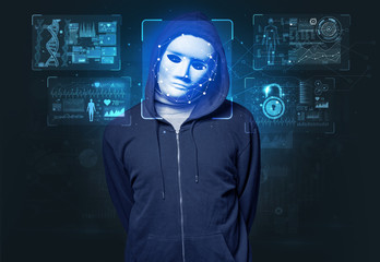 Biometric verification - young man face recognition