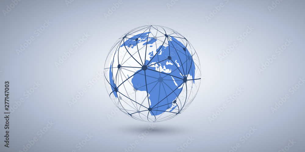 Poster cloud computing and networks concept with earth globe - abstract global digital connections, technol