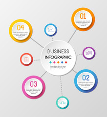 Business circle infographic with 4 steps. Vector