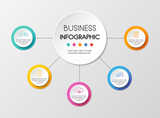 Business circle infographic with 5 options. Vector