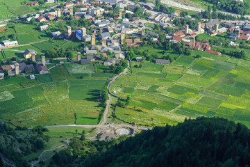 View of the mountain village, Mestia, Georgia